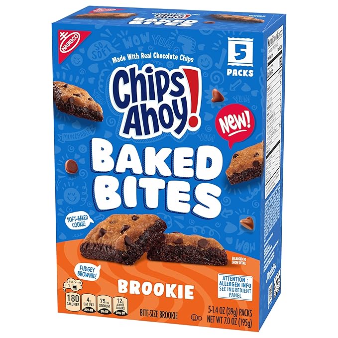 CHIPS AHOY! Baked Bites, Brookie, 5 - 1.4 oz Snack Packs (5 Bites per Pack)