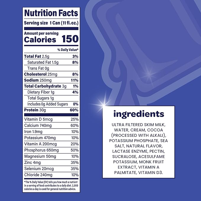 Nurri - 30g Protein Ultra Filtered Milk Shake – Chocolate - Lactose Free, Low Sugar, 150 Calories, 10 Vitamins and Minerals - 11 fl oz, 10 Cans