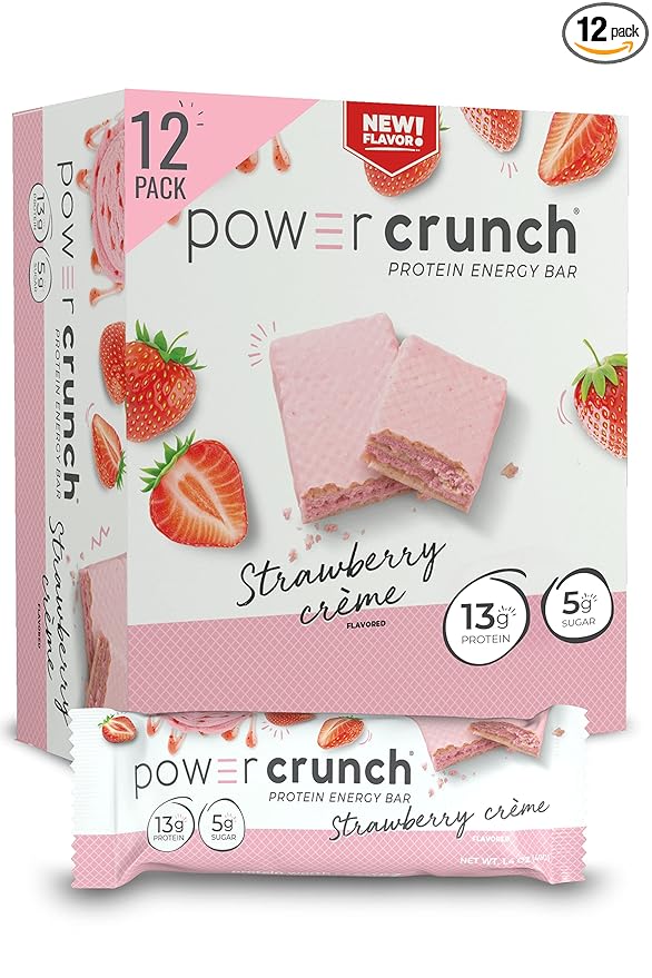 Power Crunch Whey Protein Bars, High Protein Snacks with Delicious Taste, Strawberry Cream, 1.4 Ounce (12 Count)