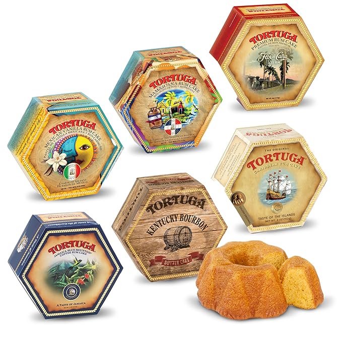 TORTUGA Provenance Rum Cake Variety Pack – 4 oz - 8 Provenance 6 packs (48 units) - Gourmet Gift for Food Gift Basket, Snack Gift Basket, Birthday Gifts, and Bakery Desserts - Great Mini Cakes for Delivery