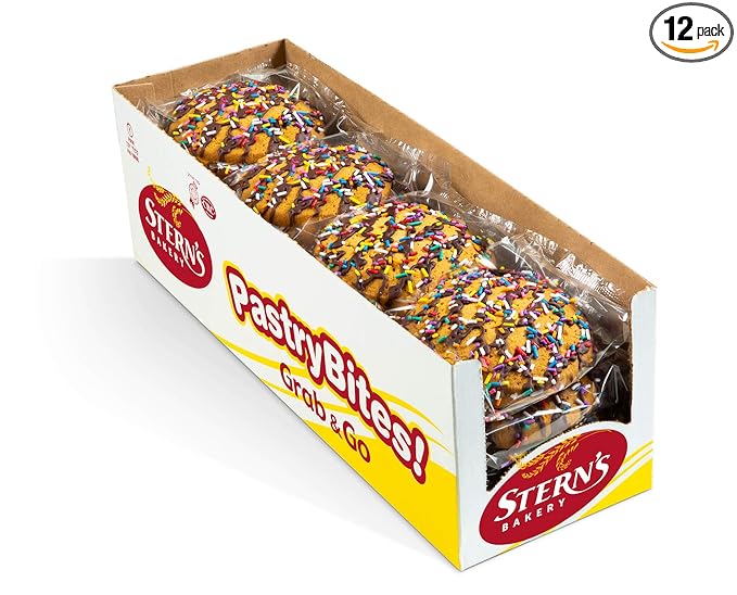 Stern’s Bakery Jumbo Sprinkle Cookies | 18 Individually Wrapped Cookies | 3 Oz Breakfast Danish Pastries | Vending Machine Snacks | Lunchbox Snacks | Dairy Free | Nut Free Snacks | Kosher
