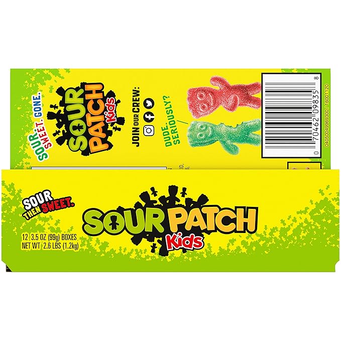 SOUR PATCH KIDS Soft & Chewy Candy, Bulk Candy, 12 - 3.5 oz Boxes