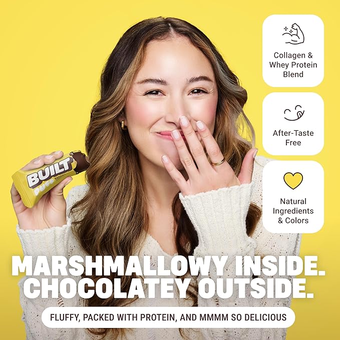Built Bar, Puff Protein Bars, Banana Cream Pie Puff, 17g Protein Snacks, On-The-Go Bars, Only 140 Calories, 7g Sugar, Collagen, Gluten Free, 12 Count