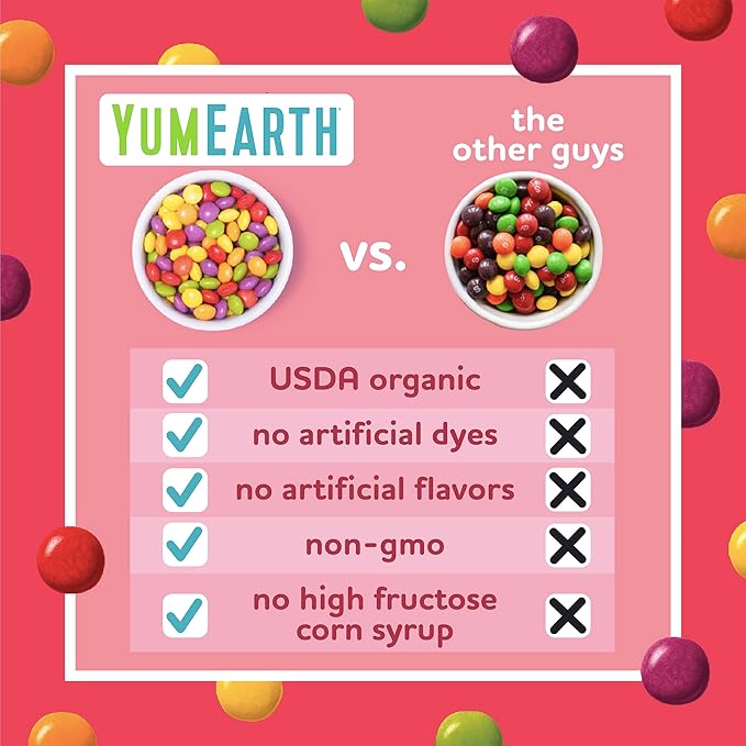 YumEarth Organic Giggles Chewy Candy – Allergy Friendly, No Artificial Dyes, Non GMO, Gluten Free, Fruit Flavored, Vegan Candy Snacks 0.5 oz (Pack of 120)