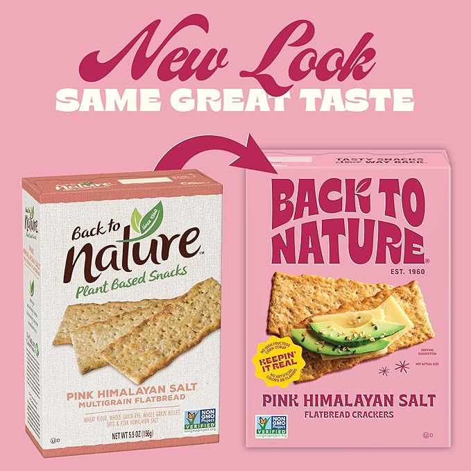 Back to Nature - Pink Himalayan Sea Salt Multigrain Flatbread Crackers - Made With Real Ingredients like Wheat Flour and Whole Grains - Enjoy a Seriously Tasty Non-GMO Snack - 5 ounce (Pack of 2)