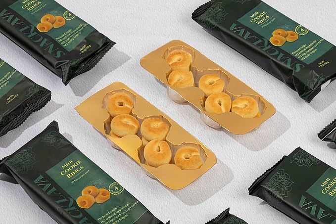 Snacklava Mini Cookie Rings - 6 Pack (60 Pieces) - No Artificial Colors or Preservatives - 4 Clean Nut-Free Ingredients - Premium Handmade Pastries