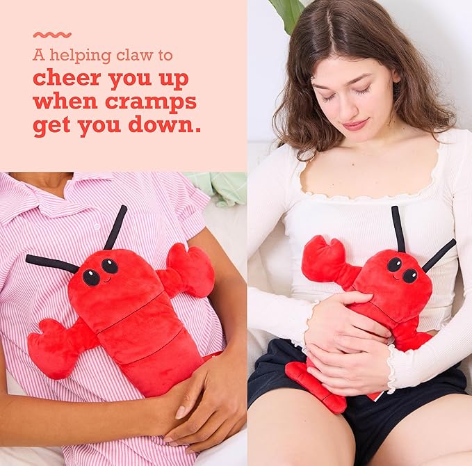 Menstruation Crustacean Lobster by Relatable – Romantic Valentine Gift for Her, Microwavable Heating Pad Plush for Period Cramps, Lavender Scented Self Care Comfort for All Ages