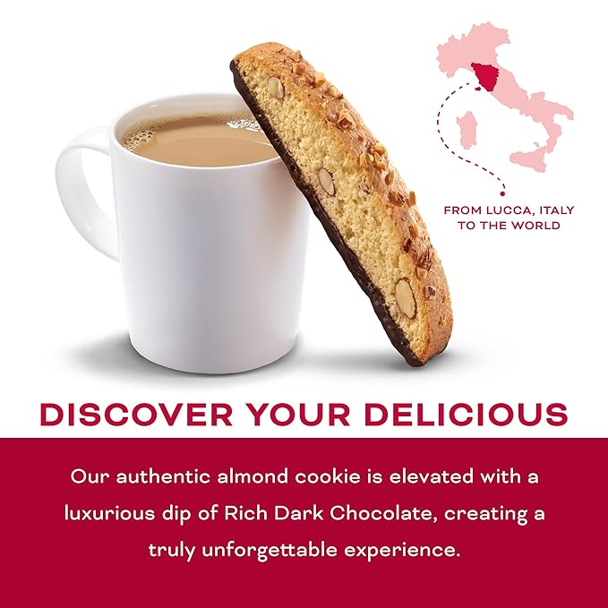 Nonni's Cioccolati Dark Chocolate Almond Biscotti Cookies – Individually Wrapped Italian Coffee Snack, Crunchy Twice-Baked, 90 Cal Each, 21.5 oz Carton, 2 Pack