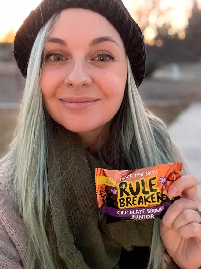 Rule Breaker Vegan & Gluten Free Cookies | Halloween Chocolate Brownie Juniors | Plant-Based, Dairy, Nut, Soy, Allergen Free, Kosher | Soft-Baked School Snacks for Kids and Adults (24 Count)