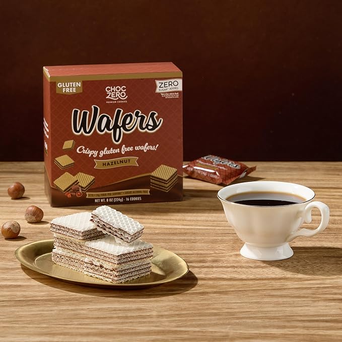 ChocZero Hazelnut Wafer Cookies – No Added Sugar, Keto Friendly, Low Carb Cookies with No Sugar Alcohols, Gluten Free & Individually Wrapped – 8 oz Box