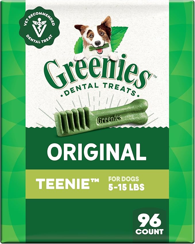 Greenies Veterinarian-Recommended Natural Dental Dog Treats Teenie Size, Original Flavor, 27 oz. Pack, 96 Count