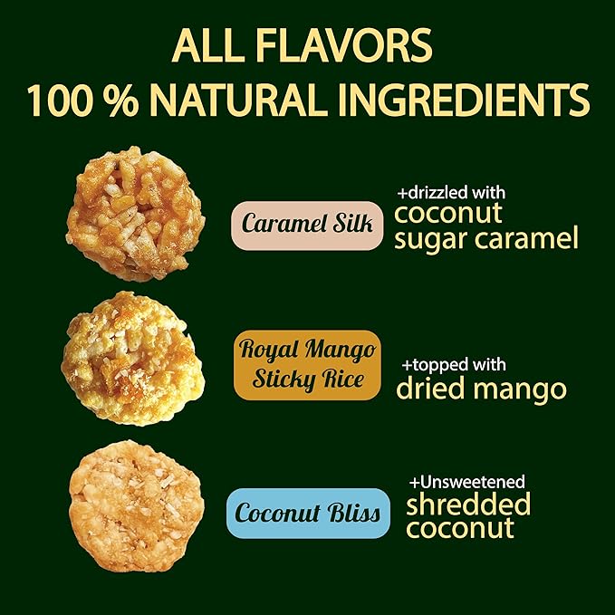 BITETUOSO Mini Rice Cakes Thai Inspired Tropical Variety Pack - Vegan Gluten Free Healthy Snacks, Natural Ingredients, 6 Bags (2oz Each)