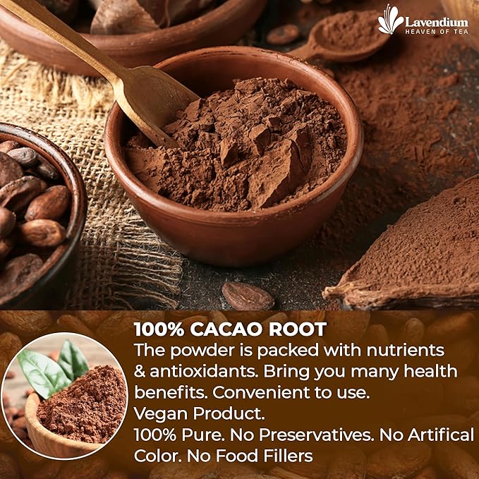 Lavendium 25oz (1.56 lbs) Cacao Powder, 100% Natural & Pure, Unsweetened, Rich Chocolate Flavor, Perfect for Baking & Smoothies No Additives, No Gluten, Vegan