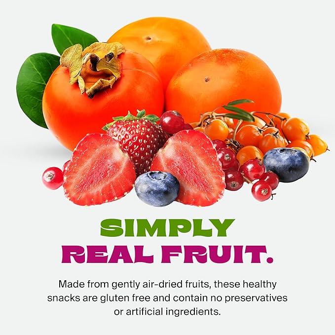 Whitney Jordan Naturals Air-Dried Fruit Variety Pack 16 Oz, Pack of 2 - Super Berry Medley & Persimmon Slices - Gluten-Free, Non-GMO, Vegan Snack - Real Fruit for Clean Snacking