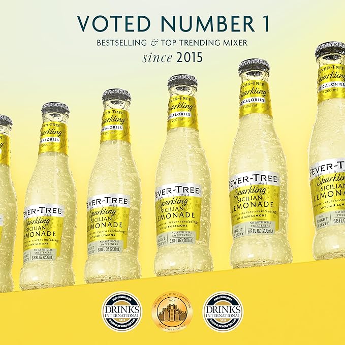 Fever Tree Sparkling Sicilian - Premium Quality Mixer - Refreshing Beverage for Cocktails & Mocktails. Naturally Sourced Ingredients, No Artificial Sweeteners or Colors - 200 ML Bottles - Pack of 24