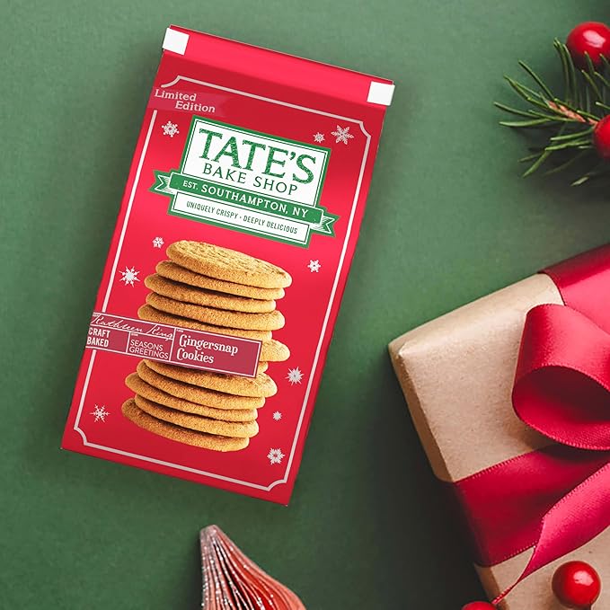 Tate's Bake Shop Gingersnap Cookies, Limited Edition Holiday Cookies, 4 - 7 oz Bags