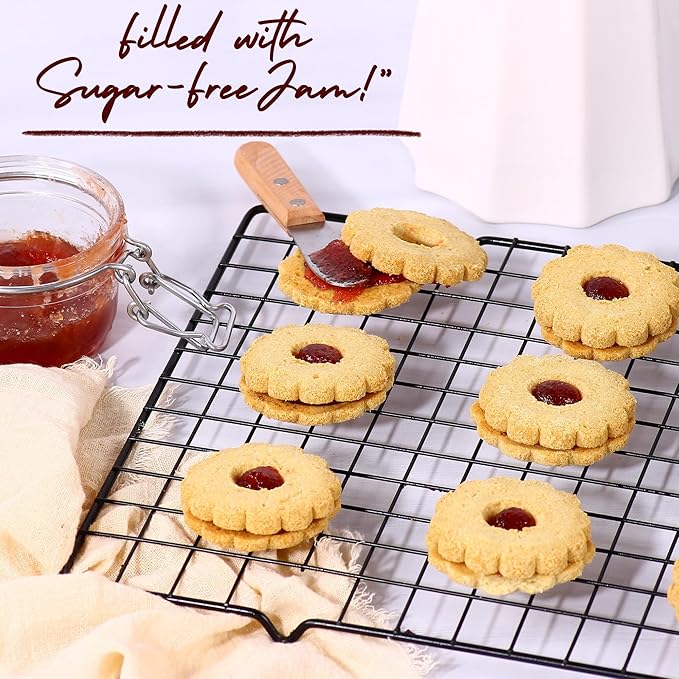 Sugar Free Cookies for Diabetics [10 Count] Strawberry Filled Linzer Cookies | Low Carb Snacks for Adults | Kosher, Dairy Free, Nut Free | Stern’s Bakery