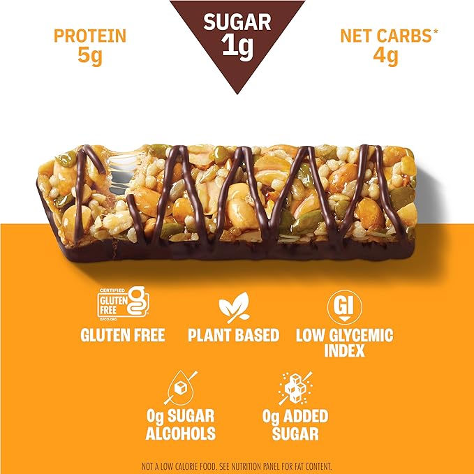 Munk Pack Peanut Butter Dark Chocolate Nut & Seed Snack Bars | 5g Protein, 1g Sugar, 3g Net Carbs | Plant-Based, Low Sugar, Non-GMO, Gluten-Free Snacks | 12 Count (4.92 oz)