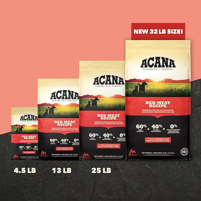 ACANA Grain Free Dry Dog Food Red Meat Recipe 4.5lb Bag