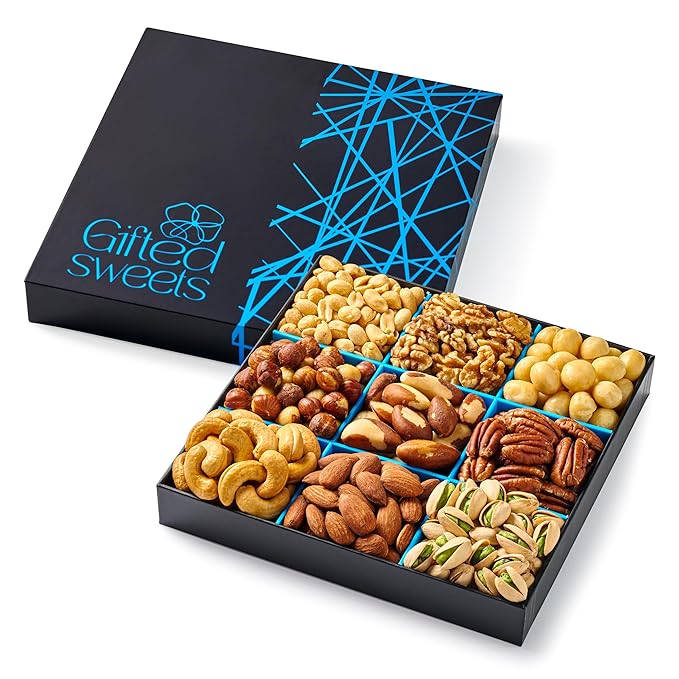 Valentines Day Nuts Gift Basket - Freshly Roasted And Natural Mixed Nut Gift Box - Gourmet Healthy Food Gift for Men/Women - Gourmet Gift, Healthy Gourmet Snack Box for Birthday, Thank You, Congratulations, Corporate, Get Well Soon, Care Package