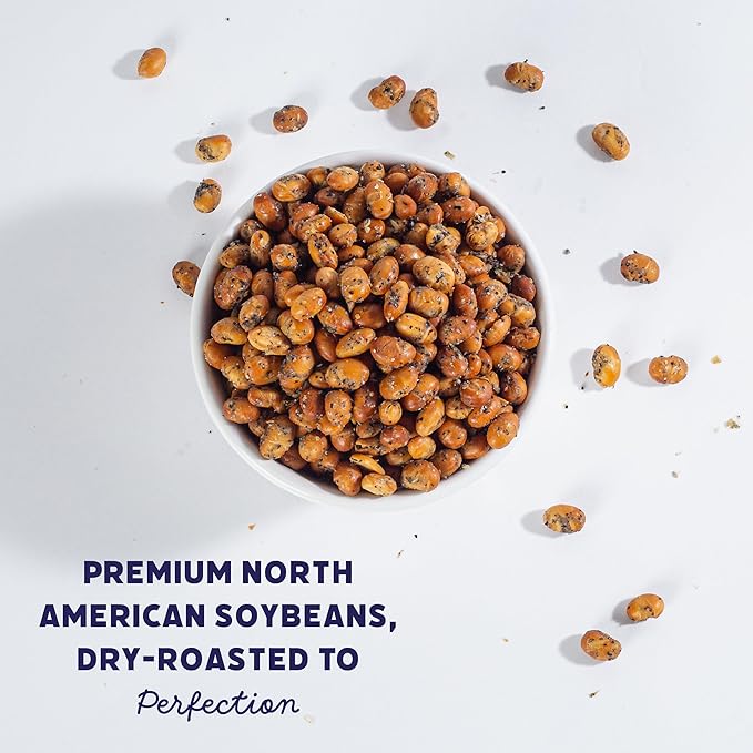 Standing Tall Roasted Soybean Snack, Salt & Pepper Flavor – Crunchy High-Protein Soybeans, 12g protein, 2g fiber, 0g sugar, Plant-Based Vegan Snack, Gluten-Free, Non-GMO, 3 Count Multi-Pack