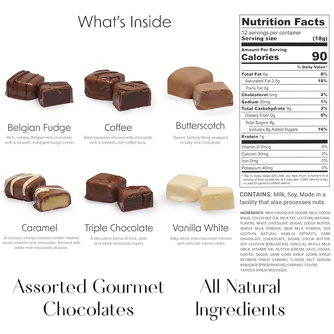Luxury Milk Chocolate Truffles Gift Box, 12-Piece Assorted Belgian-Style Chocolates, Valentine’s Day Chocolate Gift For Her Or Him, Box Of Chocolates For Date Night Desserts, Birthdays And Anniversaries