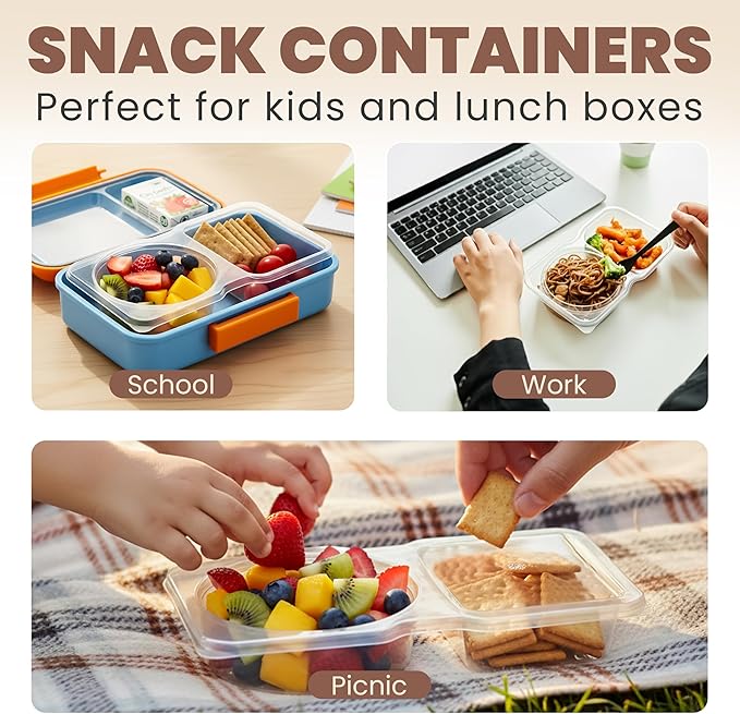 20 Pack Reusable Snack Containers with Lids – Snack Tray & Portion Control Containers, Lunch Accessories for Kids, Fruit Containers for Lunch Box, Perfect for School Lunch & Meal Prep