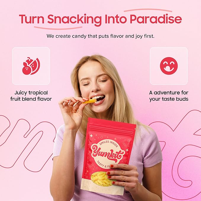 Tropical Cream Soft & Chewy Stix | Licorice Candy Assortment 2 lbs | Tropical Fruit Flavor | Big Bag of Australian Licorice Bulk | No Palm Oil, Plant Based | Treats for Goodie Bags & Party Favors | Yumkit