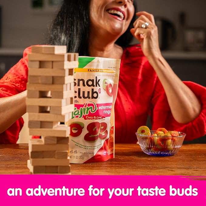 Snak Club Tajin Watermelon Rings Gummy Candy, Fruit Candy Gummies with Chili and Lime Seasoning, Mild, Gluten-Free and Vegan Snacks, 24 oz Resealable Bag
