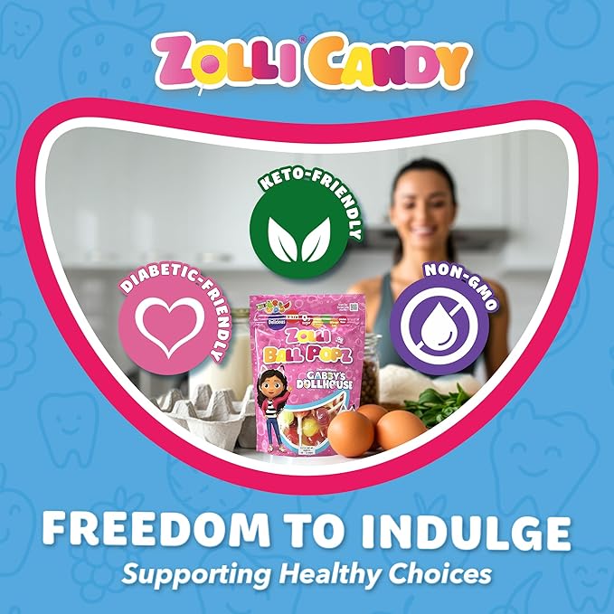 Zollipops The Clean Teeth Pops Gabby's Dollhouse, Anti Cavity Lollipops, Ball Popz, 10.4 oz Pack of 2