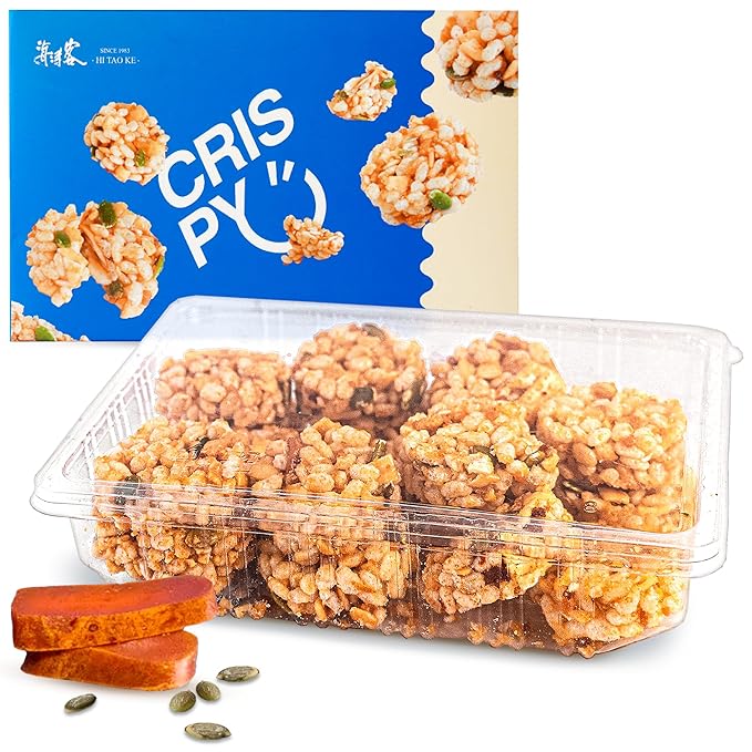 Befanty Thick Mullet Roe Rice Crackers with Pumpkin Seeds, Baking Fish Flavored Crisps, Premium Asian Crispy Crunch, Low Sodium, Gift Box, 16 Pieces, 4.5 Ounce