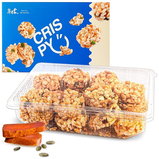Befanty Thick Mullet Roe Rice Crackers with Pumpkin Seeds, Baking Fish Flavored Crisps, Premium Asian Crispy Crunch, Low Sodium, Gift Box, 16 Pieces, 4.5 Ounce