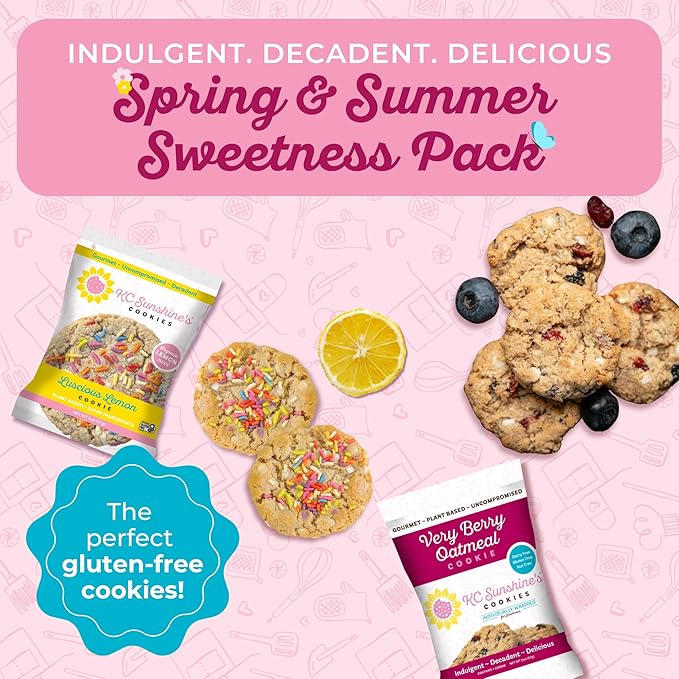 KC Sunshine’s Gluten Free Cookies (Lemon & Berry Variety Pack, Pack of 6) – Gluten Free Snacks – Plant Based, Nut Free, Vegan Friendly & Dairy Free Cookies – Individually Wrapped