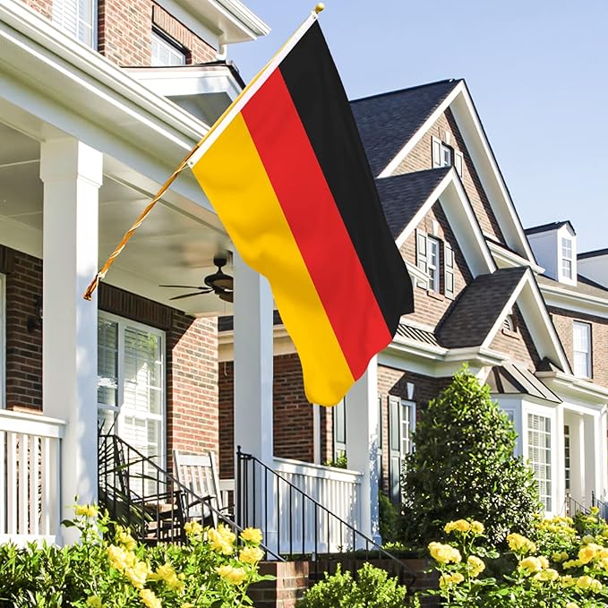 AhfuLife German Flag 3 x 5 Ft, Large Germany Flag for Outside - Double Side with Brass Eyelets for Olympic Party Decorations, Oktoberfest Bar Garden Street Decoration Indoor Outdoor