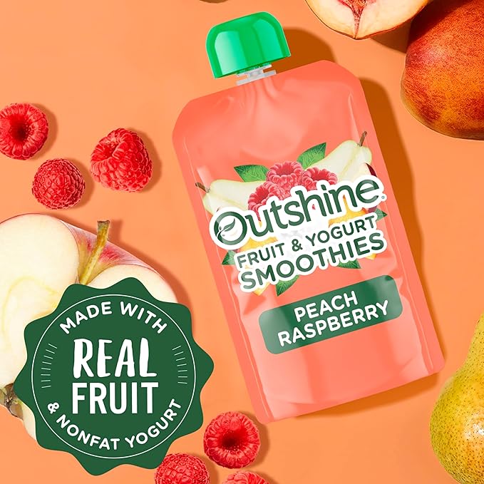 Outshine Smoothie Raspberry Peach Flavor Pouches, 6(4x3.5oz)US