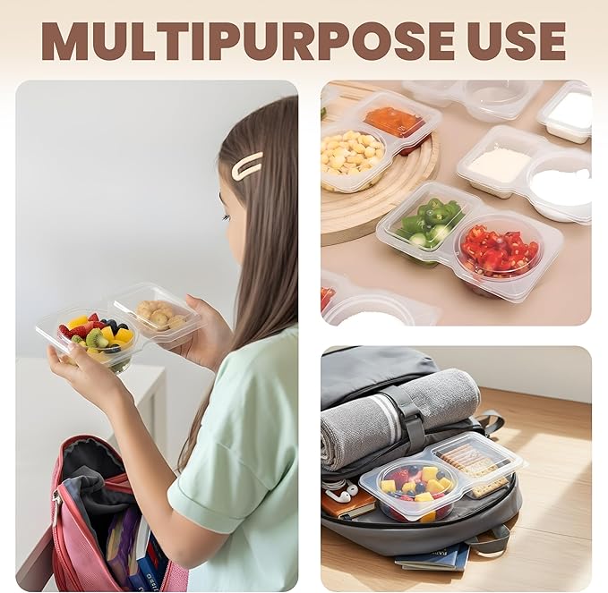 20 Pack Reusable Snack Containers with Lids – Snack Tray & Portion Control Containers, Lunch Accessories for Kids, Fruit Containers for Lunch Box, Perfect for School Lunch & Meal Prep