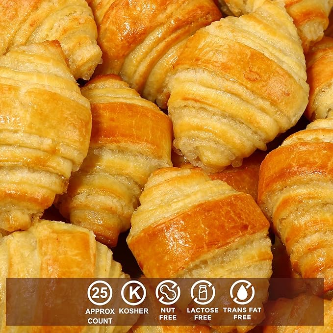 Rugelach Pastries | Approx 20 Vanilla Croissants | Breakfast Pastry | Dairy & Nut Free | Preservative Free | Unique for Holidays and Birthdays | 19 oz Stern’s Bakery ( Vanilla Rugelach Pastries, Club Size - 19 oz )