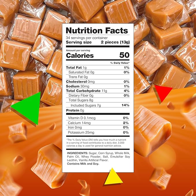 Caramel Cubes Candy | 1 Pound Bag - Approx. 65 Count | Classic Chewy Treat, Individually Wrapped