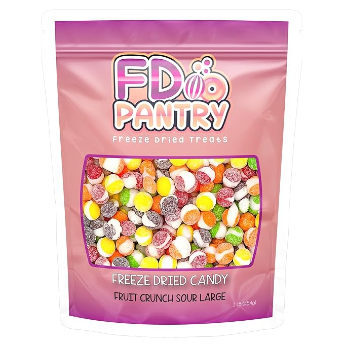 Fruit Crunch Sour Freeze Dried Candy Variety Pack 16oz - Assorted Candy Freeze Dried Sour Flavors, Large Resealable Pouch - Ideal Freeze Dried Snack Treat, Great Gift Idea - 1lb Bag