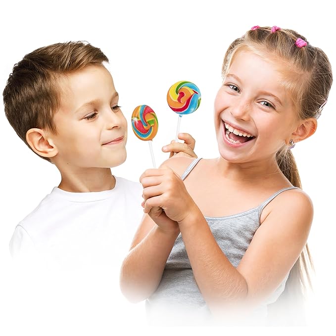 Rainbow Round Swirl Lollipops Swirl 18 PCS- Swirl Lollipop - Bulk Lolipop Candy Suckers Treats - Swirly Candies for Birthdays Party Favors and Goodie Bags - Easter Basket Fillers for Kids