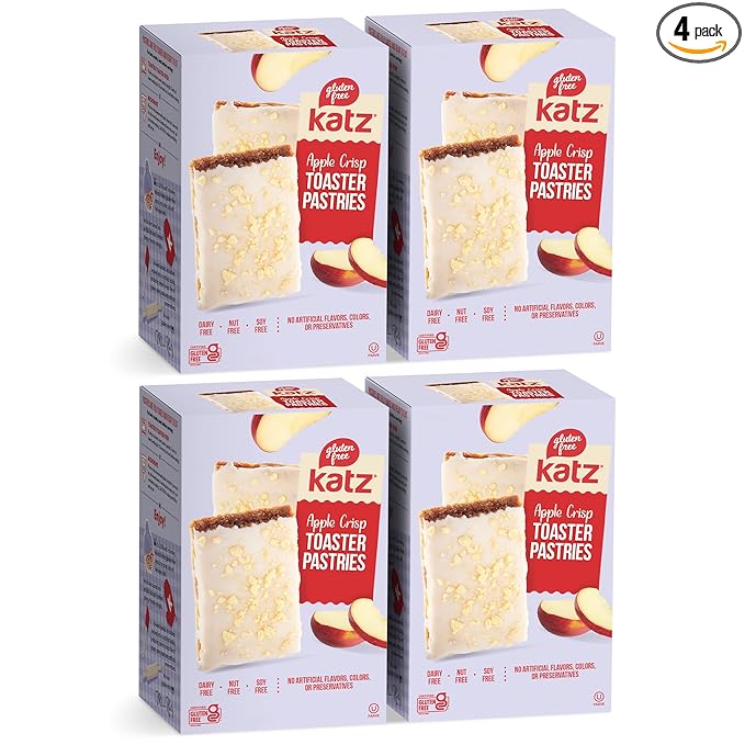 Katz Gluten Free Apple Crisp Toaster Pastries.Healthy Snacks for adulte & Kids. Free of Dairy, Peanuts, Tree Nuts, and Sesame, No Artificial Color. Kosher Snacks 8oz (4pk)