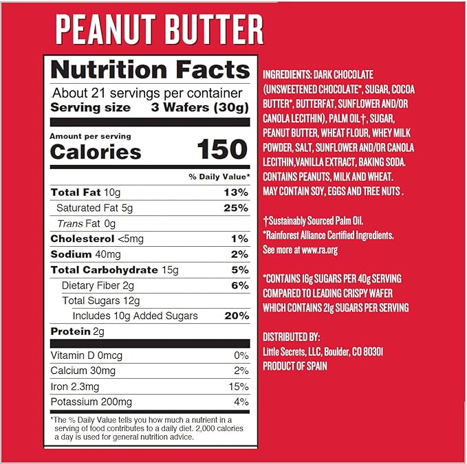 Little Secrets Dark Chocolate Peanut Butter Crispy Wafers | 60 Minis | Made in Europe | Nothing Artificial & No Sugar Alcohols | Sustainable Cocoa | 3.5 Ounce (Pack of 6)