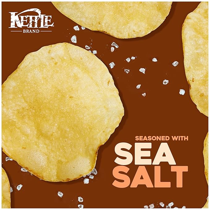 Kettle Brand Sea Salt Kettle Potato Chips, Gluten-Free, Non-GMO, 7.5 oz Bag (Pack of 12)