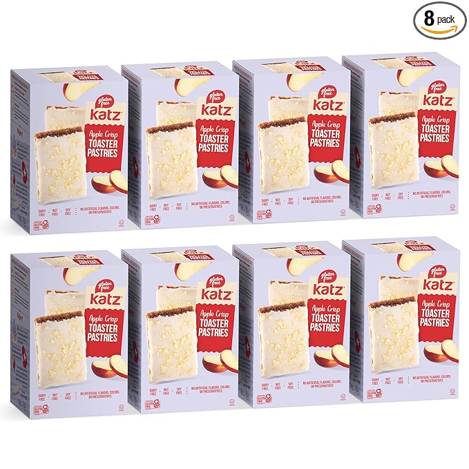 Katz Gluten Free Apple Crisp Toaster Pastries.Healthy Snacks for adulte & Kids. Free of Dairy, Peanuts, Tree Nuts, and Sesame, No Artificial Color. Kosher Snacks 8oz (8pk)