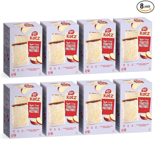 Katz Gluten Free Apple Crisp Toaster Pastries.Healthy Snacks for adulte & Kids. Free of Dairy, Peanuts, Tree Nuts, and Sesame, No Artificial Color. Kosher Snacks 8oz (8pk)