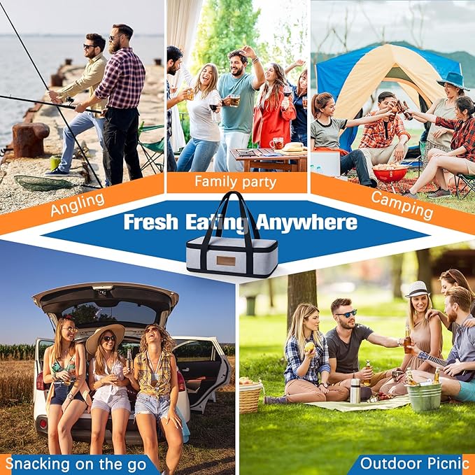 Chilled Portable Snackle Box Container Insulated Bag Keep Food Warm 12 Compartment Divided Serving Tray Reusable Ice Pack Christmas Thanksgiving Gift Essentials for Charcuterie Snack Road Trip Picnic