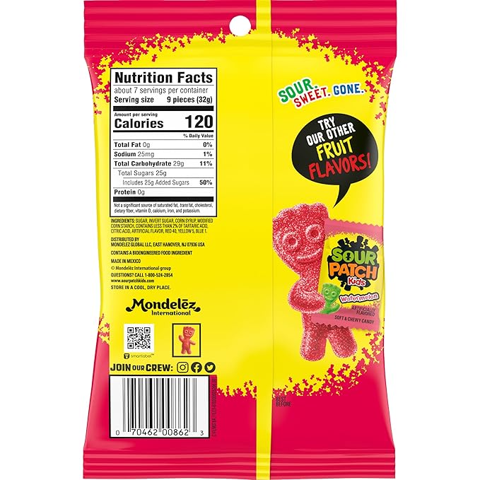 SOUR PATCH KIDS Strawberry Soft & Chewy Candy, 8 oz