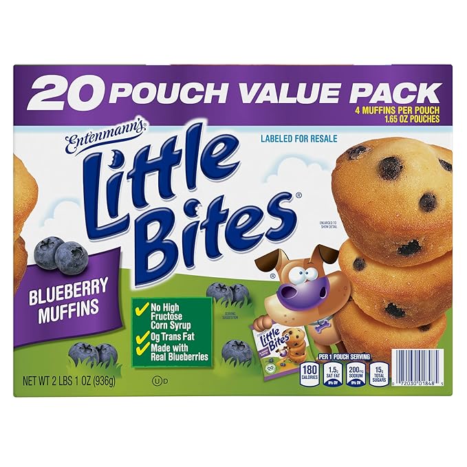 Entenmann's Little Bites Blueberry Mini Muffins, 20 Pouch Value Pack
