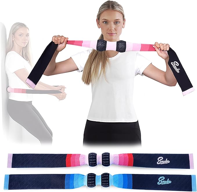 The Snake Deep Tissue Muscle Roller - Dual Lacrosse Ball Self Massager for Back, Body & Foot (Firm, Blue)