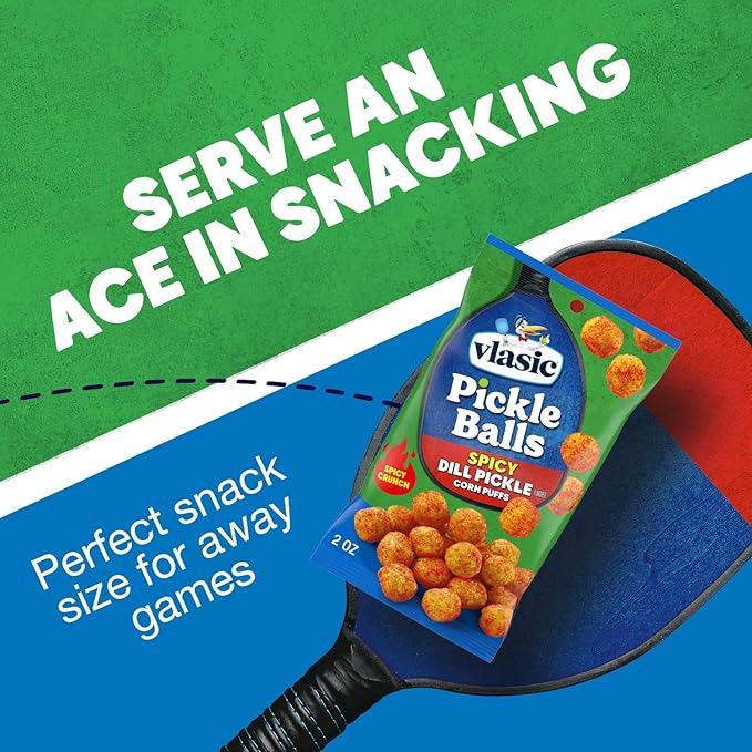 Vlasic Pickle Balls, Spicy Dill Pickle Flavored Corn Puffs, 2 oz. (Pack of 12)